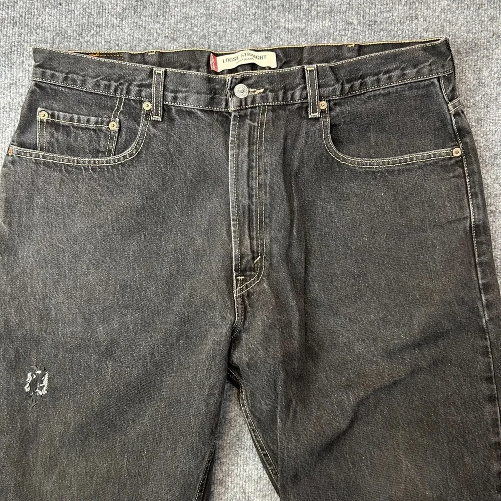 Levi's 569 Loose Straight Jeans Mens Faded Black Denim Zip Fly Classic - 38X28.5